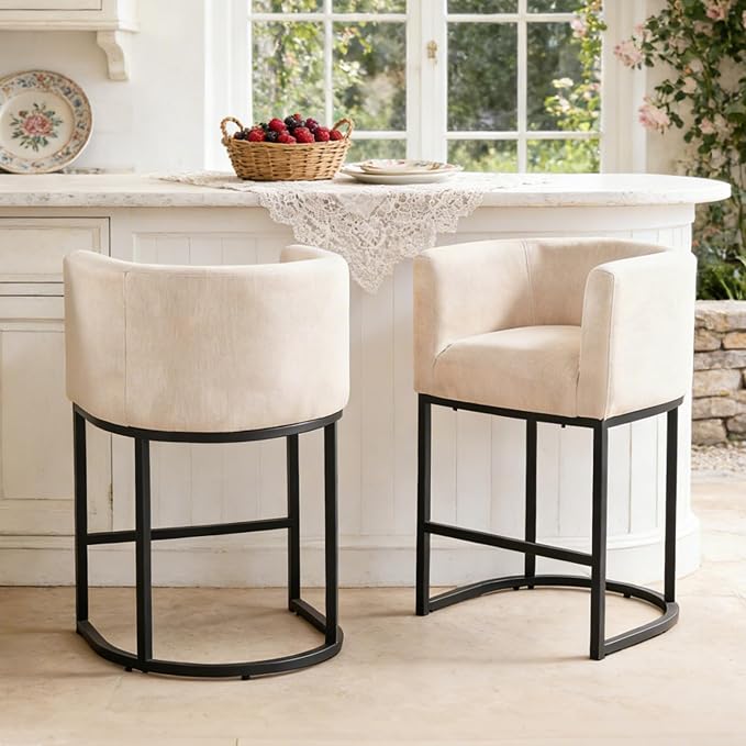 ClinQ 26" H Counter Height Bar Stools Set of 3, Modern Barrel Counter Stools - Image 7