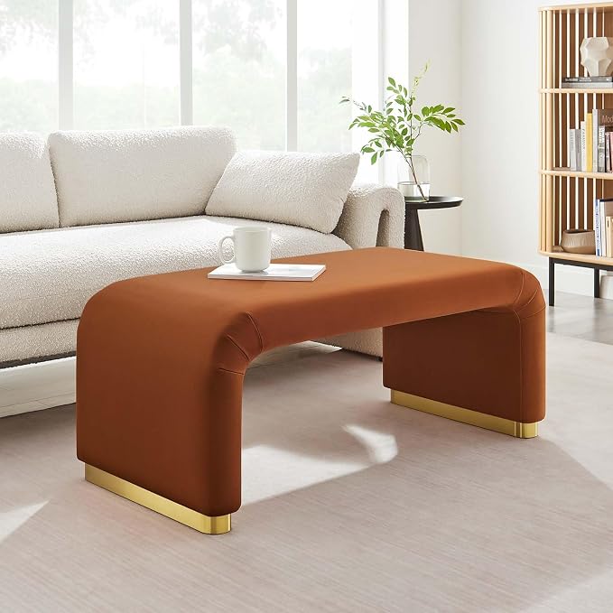 Modway EEI-6735-BRA-RUS Koda Performance Velvet Waterfall Ottoman, Brass Rust - Image 9