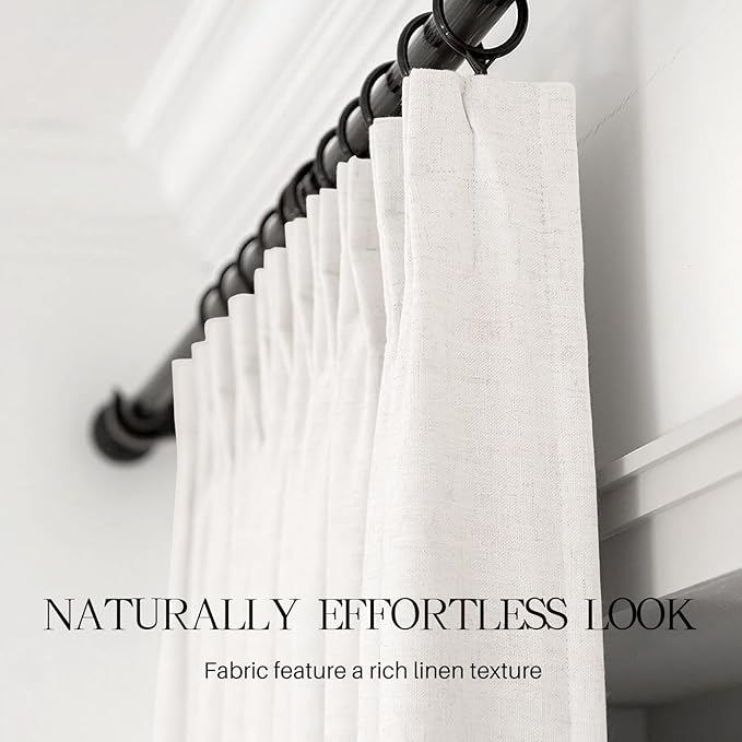 Pinch Pleated Linen Curtains 100% Blackout 102 Inches Long - Image 5