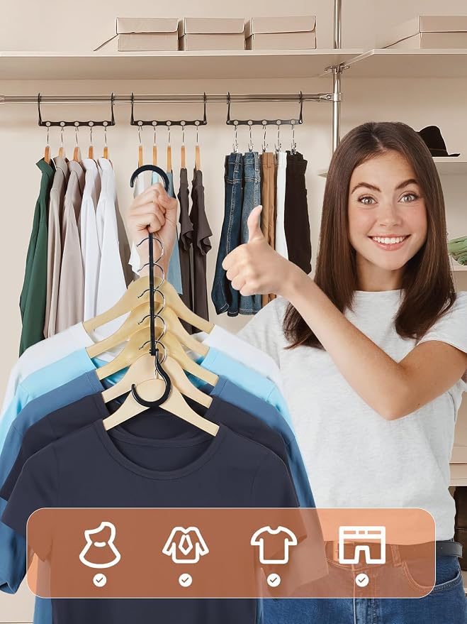 HOUSE DAY Black Magic Space Saving Hangers 10 Pack, Premium Smart Hanger Hooks - Image 2