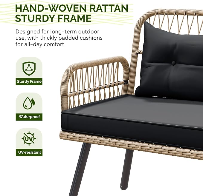 YITAHOME L-Shaped Patio Furniture Set, All-Weather Rattan Outdoor Conversation - Image 8
