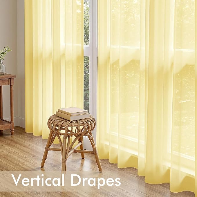 MIULEE Yellow Sheer Curtains 84 Inches Long 4 Panels 42 x 84 Inches | Light - Image 5