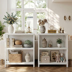 FATORRI Small Bookshelf for Small Space, Short Rustic Low Bookcase, Modern Wood - Image 4