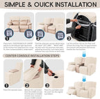 Recliner Loveseat Covers with Console, 6-Piece Stretch Geometric Strokes - Image 8