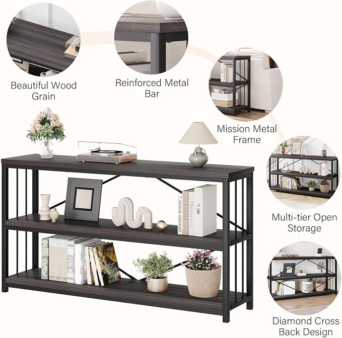 LVB Industrial Console Table, Metal and Wood Sofa Table, Rustic Entryway Table - Image 5