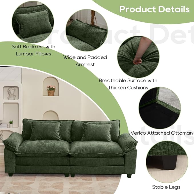 Oprisen 86" Modular Sectional Sofa, Comfy Cloud Couch Sectional Sofa, Chenille - Image 6