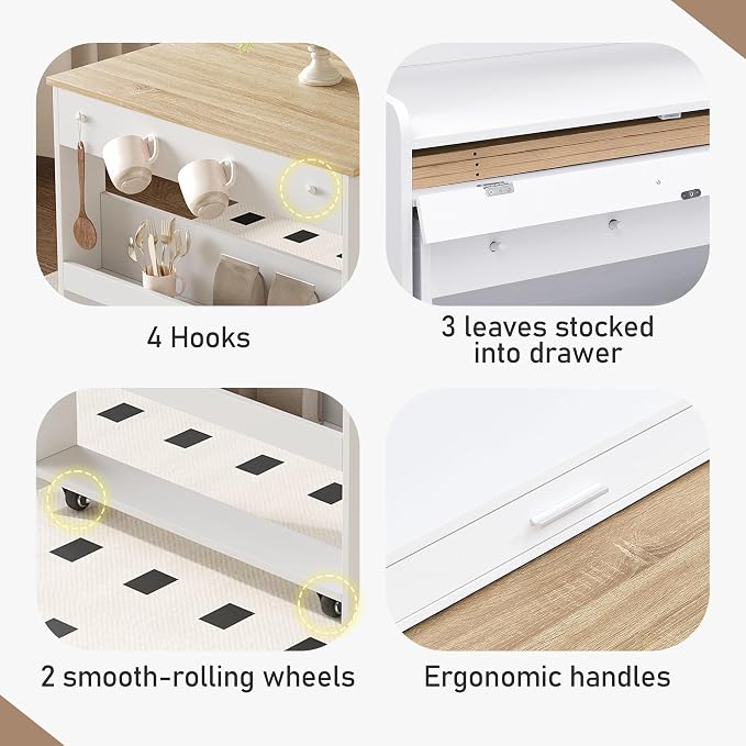 HRVEOCEI Folding Dining Tables for Small Spaces, Buffet Cabinet - Image 7