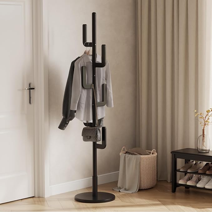 Muwuele Solid Wood Cactus Coat Rack, Freestanding Coat Rack - Image 8