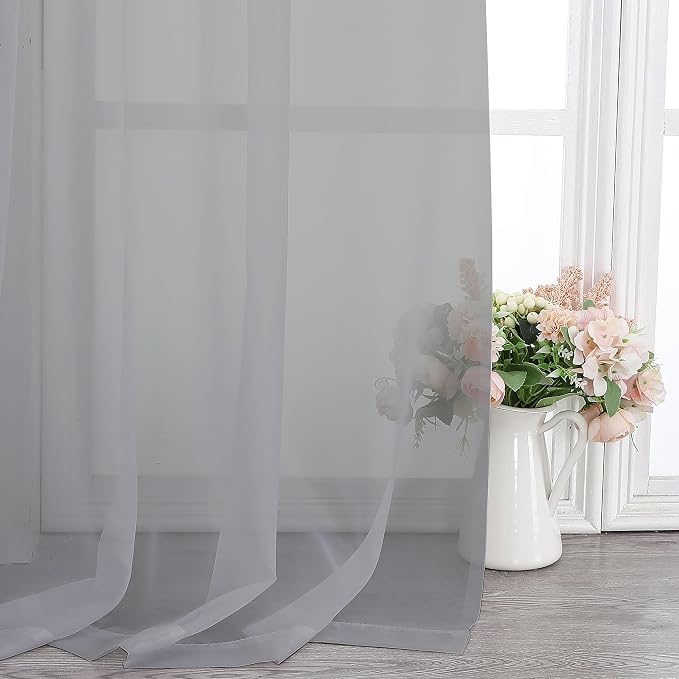 Chyhomenyc Light Grey Sheer Curtains 78 Inches Long 2 Panels Set - Image 7