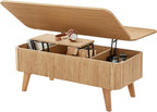 3 in 1 Lift Top Coffee Table, Fluted Convertible Coffee Tables Converts to - Image 9