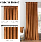 MIULEE Velvet Curtains 52x96 inches 2 Panels Gold Brown Blackout Curtains | - Image 2