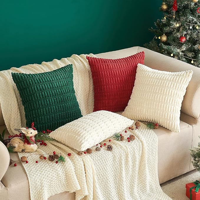 MIULEE Euro Sham Corduroy Decorative Throw Pillow Covers 22x22 Cream White | - Image 8
