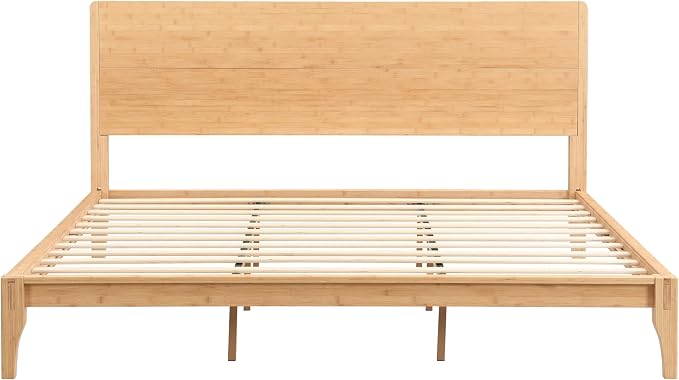 Merax King Size Bamboo Platform Bed, Mid-Century Modern Bed Frame - Image 6