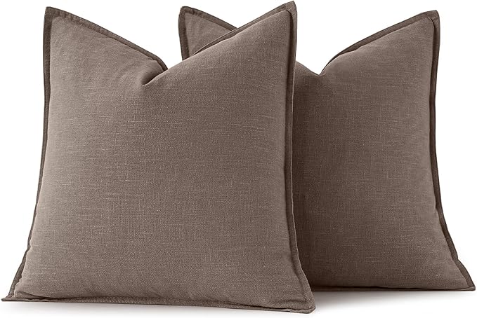 MIULEE Decorative Linen Euro Sham Pillow Covers 24x24 Malt Ball | Boho - Image 6