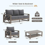 UDPATIO Aluminum Patio Furniture Set, Faux Wood Grain Modern Outdoor Furniture - Image 8