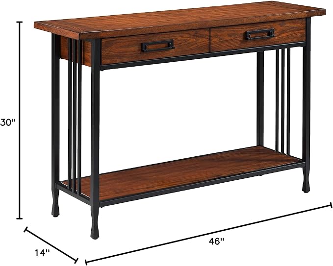 Leick Home 11233 Ironcraft Rustic Two Drawer Hall Console Sofa Table - Image 3