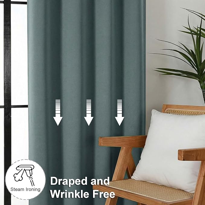 Simplebrand Dark Green Blackout Curtains - Image 7