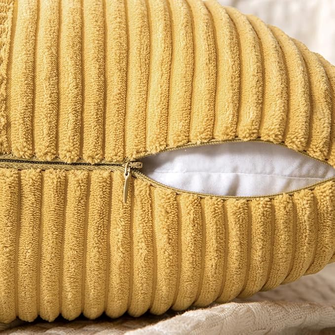 MIULEE Golden Mustard Decorative Lumbar Throw Pillow Covers 12x20 in 2 Pack | - Image 3