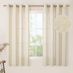 Beige 60 Inches Long Linen Curtains by LAMIT