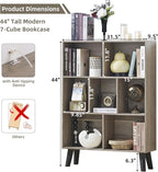 LEYAOYAO Cube Bookshelf 3 Tier Mid-Century Retro Grey Modern Bookcase - Image 3