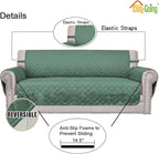 Easy-Going Reversible Couch Cover, Small Chair, Cyan/Ivory | Machine Washable - Image 3