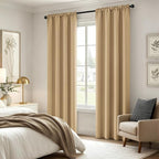 MIULEE 84 Inch Length Dark Beige Blackout Bedroom Curtains Set of 4 | Thermal - Image 4