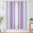 Lilac and Greyish White Ombre Blackout Curtains Living Room 72 Inches Long | - Image 2