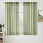 MIULEE Sage Green Linen Curtains 52x63 Inch Length 2 Panels by MIULEE