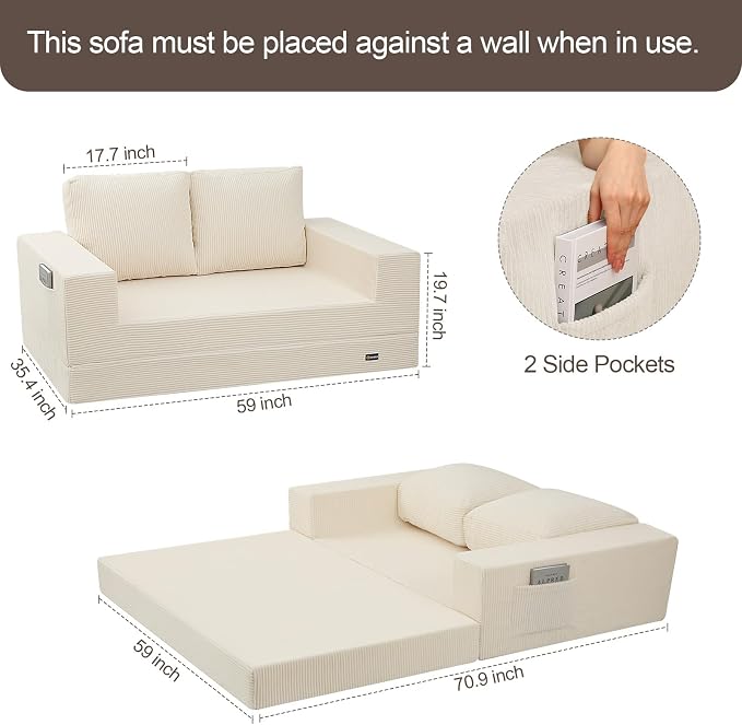 COMAX Convertible Sofa Bed Queen, Folding Fold Out Couch Bed, Floor Futon Couch - Image 3
