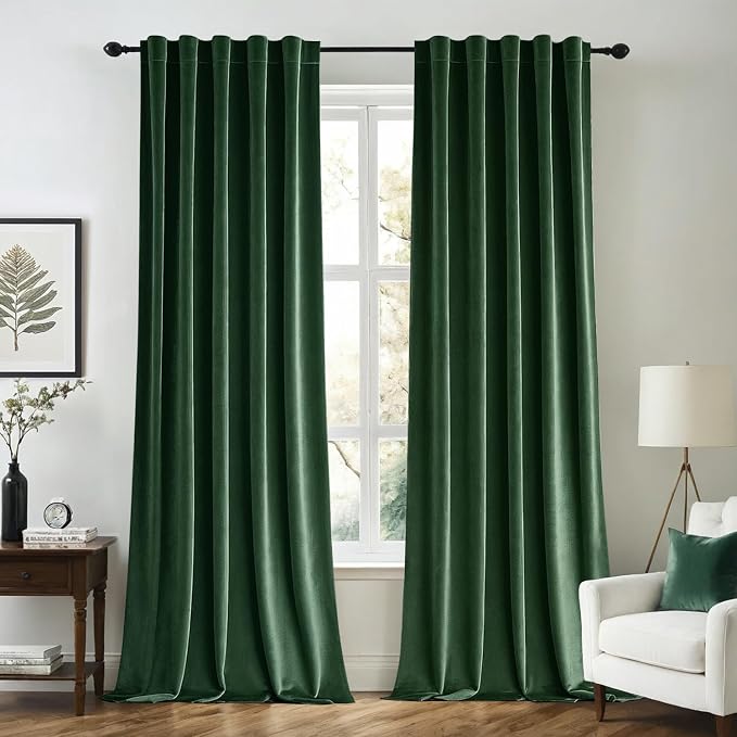 MIULEE Velvet Curtains 52x90 inches 2 Panels Hunter Green Blackout Curtains | by MIULEE