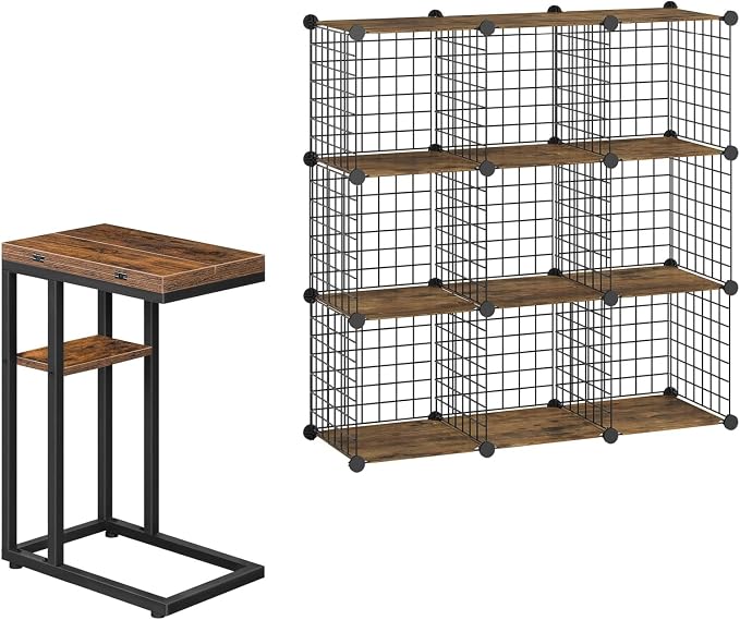HOOBRO Foldable End Table, C Shaped Side Table by HOOBRO