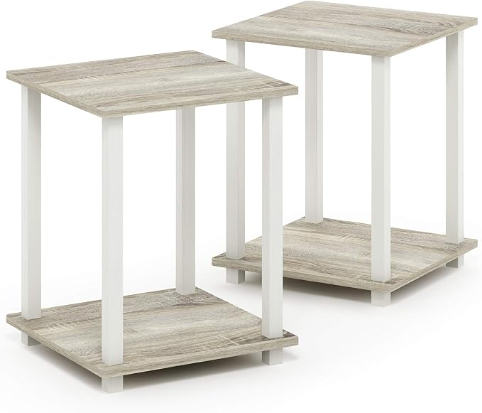 Furinno SIMPLISTIC Side Table Set of 2, 2-Tier Square Modern End Table - Image 8