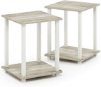 Furinno SIMPLISTIC Side Table Set of 2, 2-Tier Square Modern End Table - Image 8