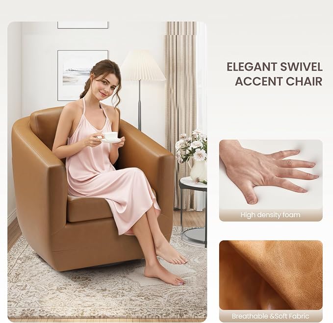 COLAMY 360° Swivel Accent Chair - Image 4