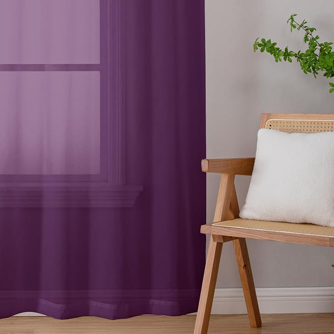 Chyhomenyc Plum Sheer Curtains 84 Inches Long - Image 3
