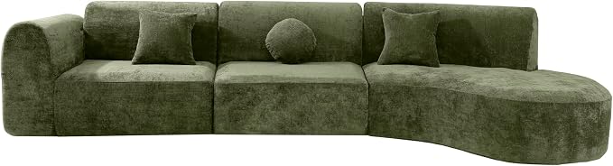Merax 3-Piece 140" Sectional Modular Sofa Set, 4 Seat Curved Modern Cloud Couch - Image 7