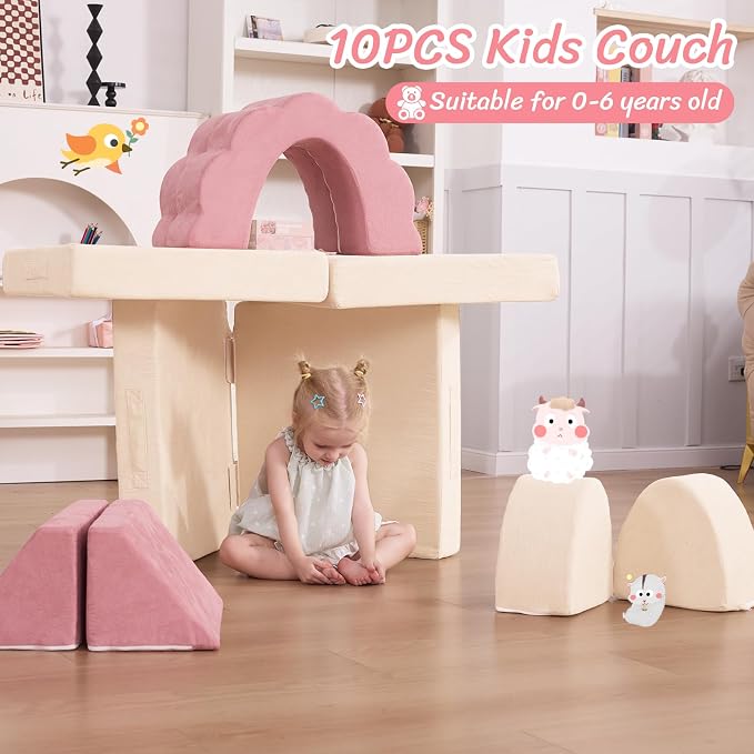 LOAOL Kids Couch 10PCS, Modular Kids Play Couch, Imaginative Convertible Play - Image 4