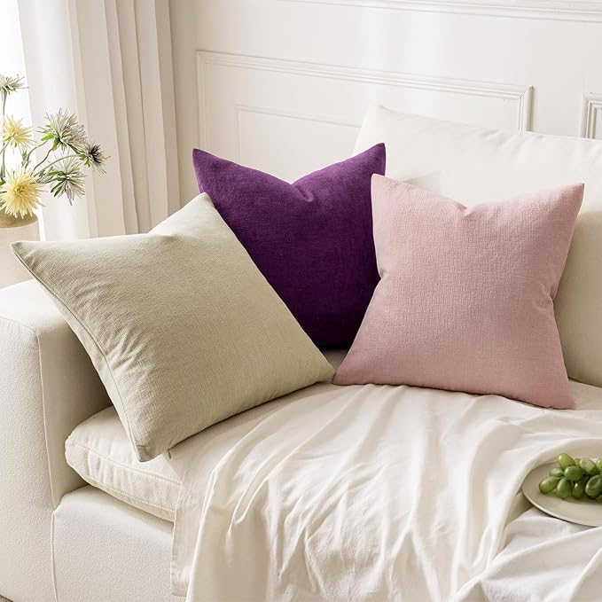MIULEE Plum Purple Chenille Couch Throw Pillow Covers, 18x18 | Set of 2 - Image 5