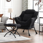Lazy Chair with Ottoman, Large Accent Chair with Ottoman and a Throw Pillow by HomeEastllyHome