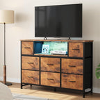 DUMOS TV Stand Dresser with 8 Fabric Drawers and Open Shelves, LED - Image 2