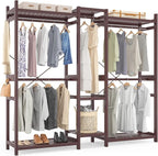 Homykic Bamboo Closet System Clothes Rack, Large Freestanding Garment Rack by Homykic