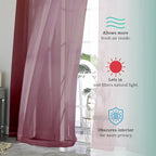 Burgundy Sheer Curtains 84 inch Length 2 Panels Set, Light Filtering Sheer - Image 7