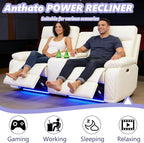 Power Recliner Loveseat, Living Room Furniture Sets, Breathing Leather - Image 4