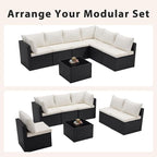 Sweetcrispy 7-Piece Outdoor Patio Sectional Sofa, Modular PE Wicker Outdoor - Image 7