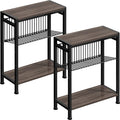 Small Side Table Set of 2 for Small Space, 3-Tier Narrow End Tablewith Magazine by HOME