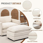 ROWHY Single Armchair with Ottoman, Modern Corduroy Cloud Couch with - Image 3