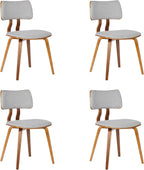 Armen Living Jaguar Mid-Century Dining Chair in Walnut Wood and Gray Fabric - Image 3