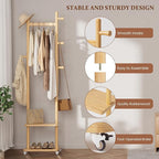 Solid Wood Coat Rack Freestanding Clothing Rack - Image 3