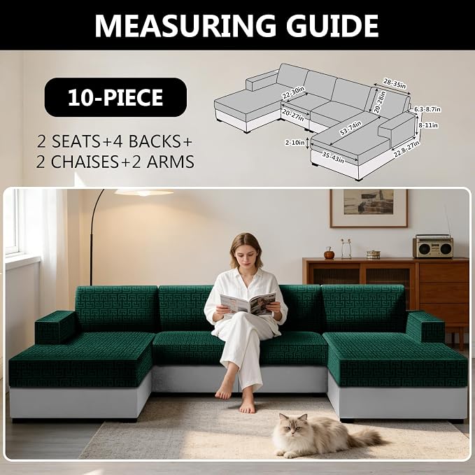 UNBBRRL 10 Pieces Stretch Sofa Cushion Covers - Image 2