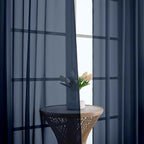 Chyhomenyc Navy Blue Sheer Curtains 90 Inches Long 2 Panels, Light Filtering - Image 9